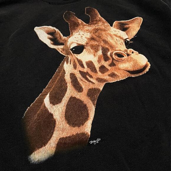 ★ Giraffe Realistic Graphic Print Vintage (1980s) Sweatshirt ★ - Picture 3 of 7